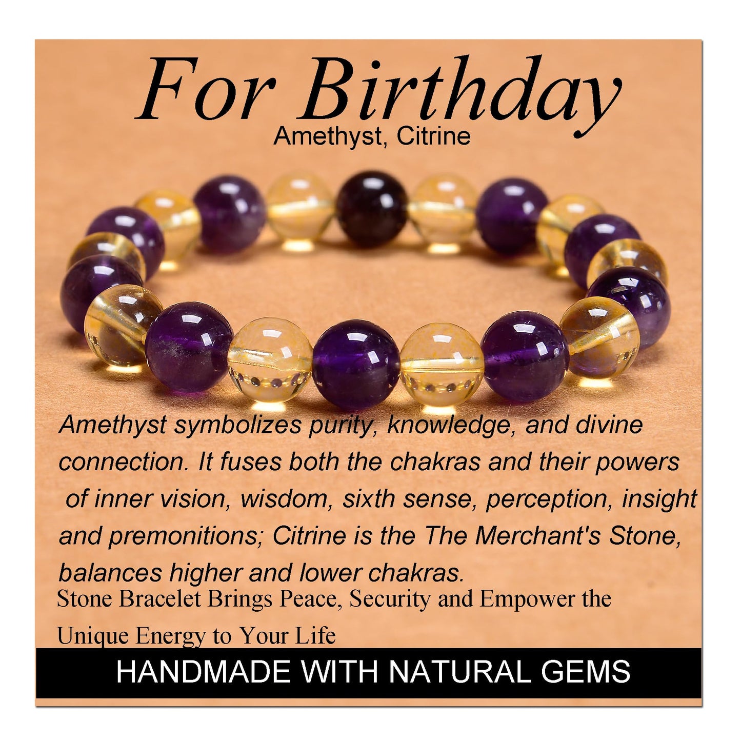 Handmade Yoga Stretch Elastic Bracelet w/ Natural Stone Crystal Healing Power Energy