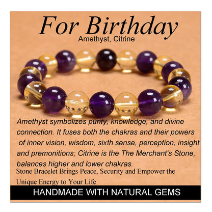 Handmade Yoga Stretch Elastic Bracelet w/ Natural Stone Crystal Healing Power Energy