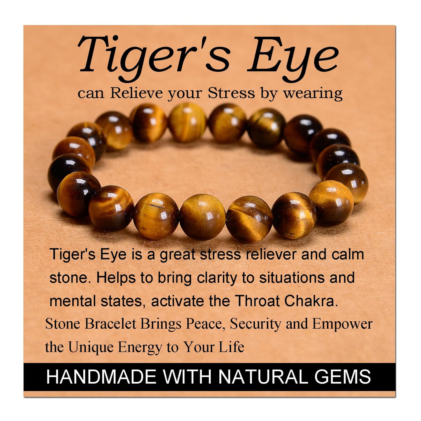 Handmade Yoga Stretch Elastic Bracelet w/ Natural Stone Crystal Healing Power Energy