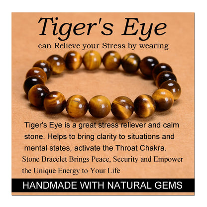 Handmade Yoga Stretch Elastic Bracelet w/ Natural Stone Crystal Healing Power Energy