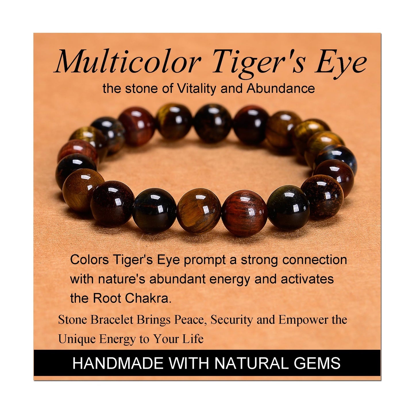 Handmade Yoga Stretch Elastic Bracelet w/ Natural Stone Crystal Healing Power Energy