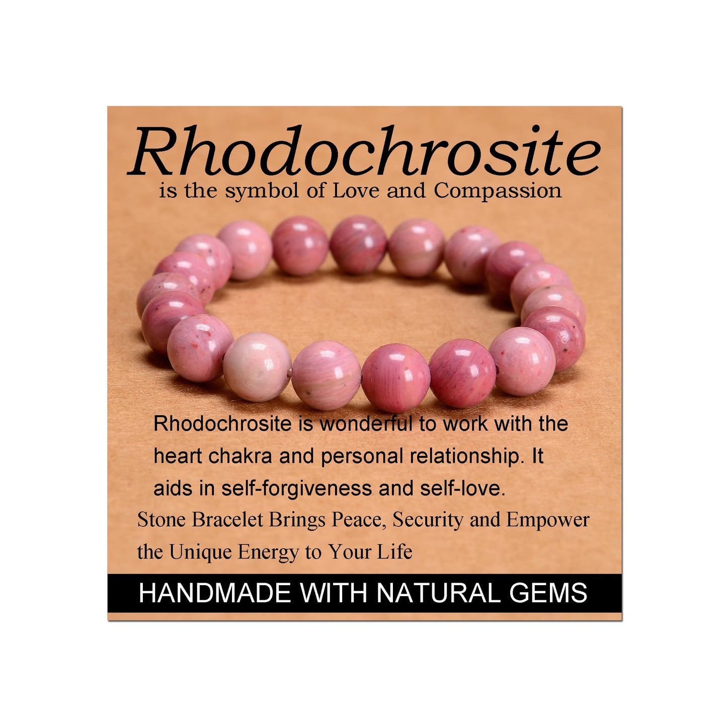 Handmade Yoga Stretch Elastic Bracelet w/ Natural Stone Crystal Healing Power Energy