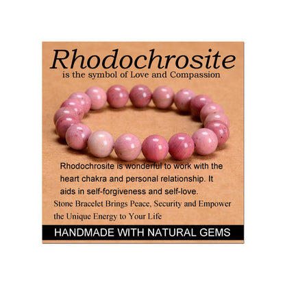 Handmade Yoga Stretch Elastic Bracelet w/ Natural Stone Crystal Healing Power Energy