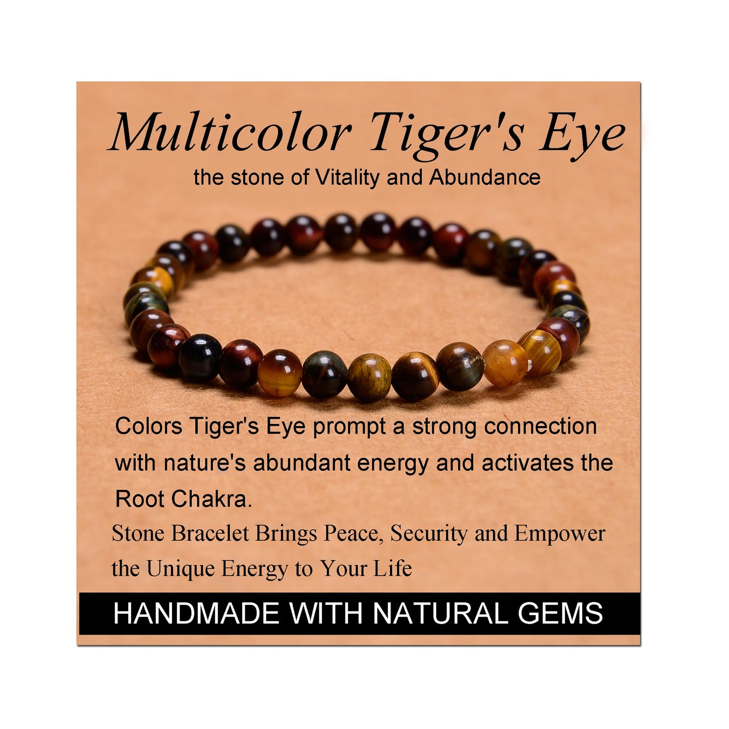 Handmade Yoga Stretch Elastic Bracelet w/ Natural Stone Crystal Healing Power Energy