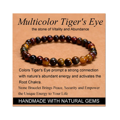 Handmade Yoga Stretch Elastic Bracelet w/ Natural Stone Crystal Healing Power Energy