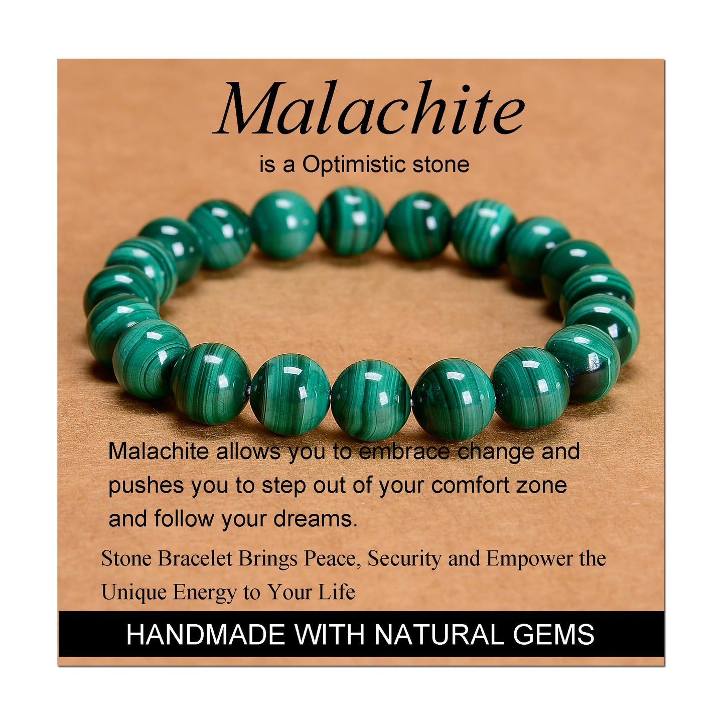 Handmade Yoga Stretch Elastic Bracelet w/ Natural Stone Crystal Healing Power Energy