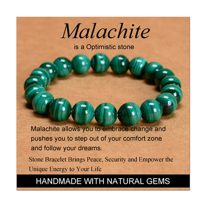 Handmade Yoga Stretch Elastic Bracelet w/ Natural Stone Crystal Healing Power Energy