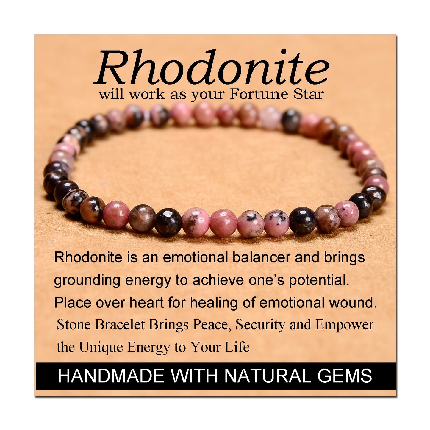 Handmade Yoga Stretch Elastic Bracelet w/ Natural Stone Crystal Healing Power Energy