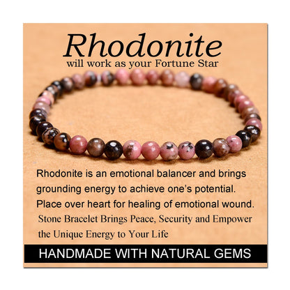 Handmade Yoga Stretch Elastic Bracelet w/ Natural Stone Crystal Healing Power Energy