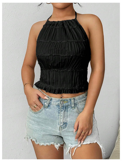 SOLY HUX Open Back Halter Tops for Women