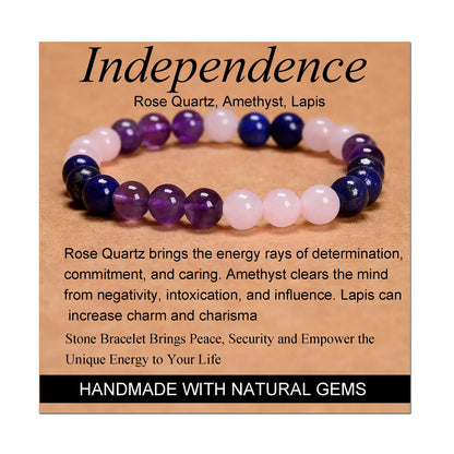 Handmade Yoga Stretch Elastic Bracelet w/ Natural Stone Crystal Healing Power Energy