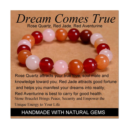Handmade Yoga Stretch Elastic Bracelet w/ Natural Stone Crystal Healing Power Energy