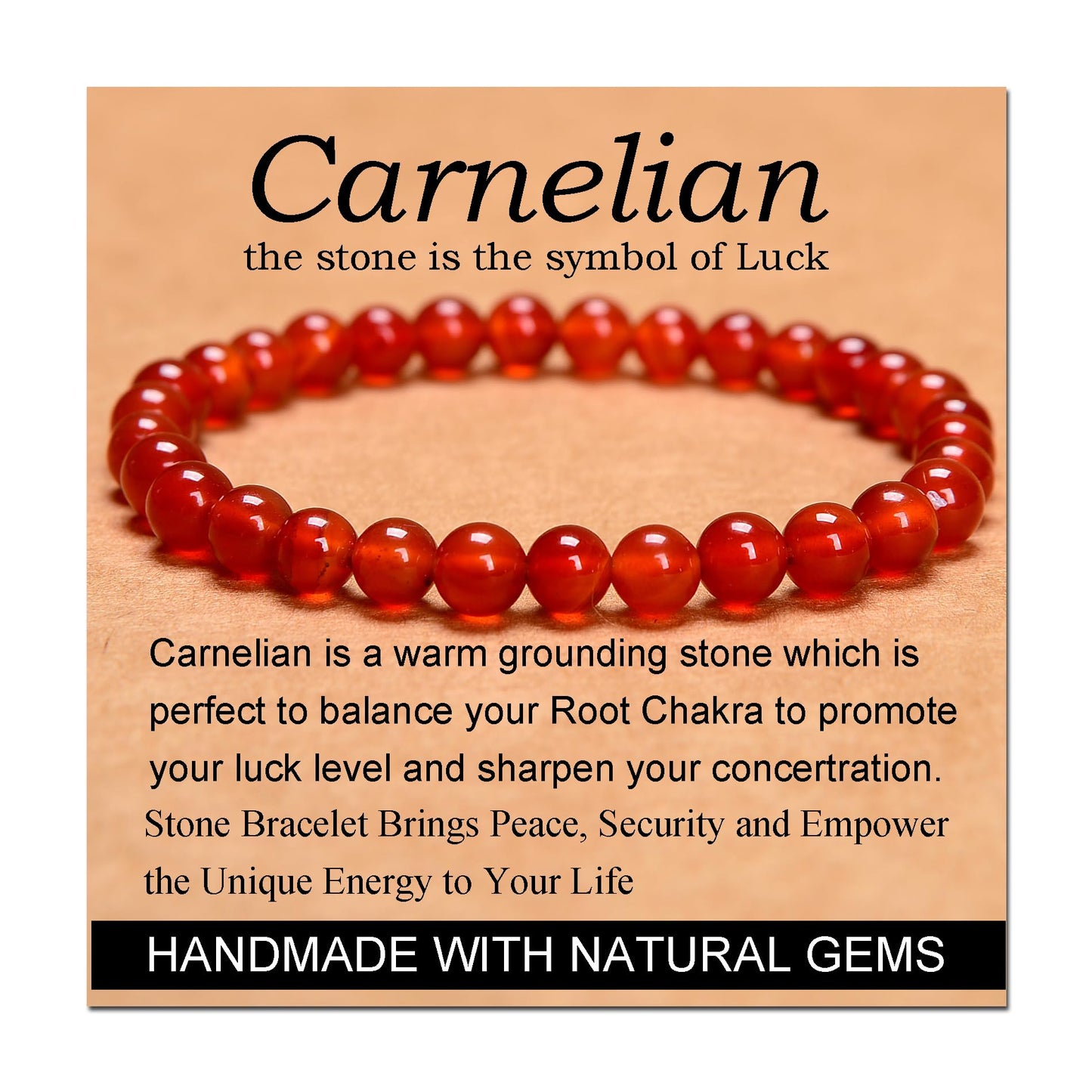 Handmade Yoga Stretch Elastic Bracelet w/ Natural Stone Crystal Healing Power Energy