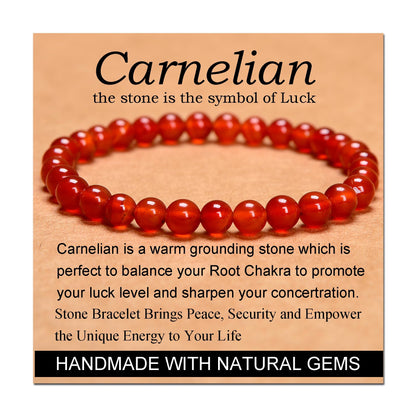 Handmade Yoga Stretch Elastic Bracelet w/ Natural Stone Crystal Healing Power Energy