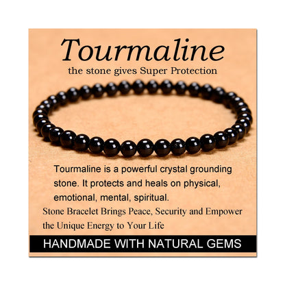 Handmade Yoga Stretch Elastic Bracelet w/ Natural Stone Crystal Healing Power Energy