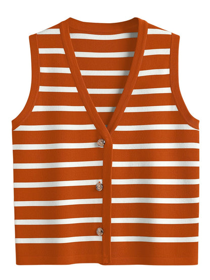 LILLUSORY Summer Vest Tops for Women, Striped Sweater Vests