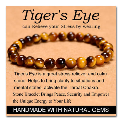 Handmade Yoga Stretch Elastic Bracelet w/ Natural Stone Crystal Healing Power Energy