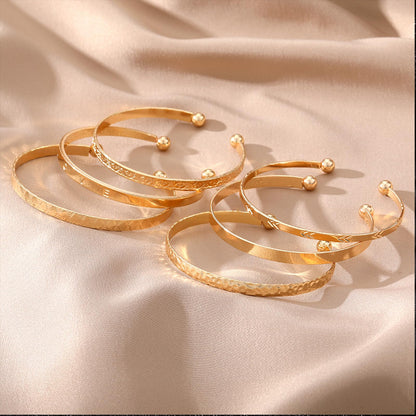 IFKM Gold Bangle Bracelets for Women, 14k Gold Plated Multi-Layer Stackable Cuff Bracelet Set