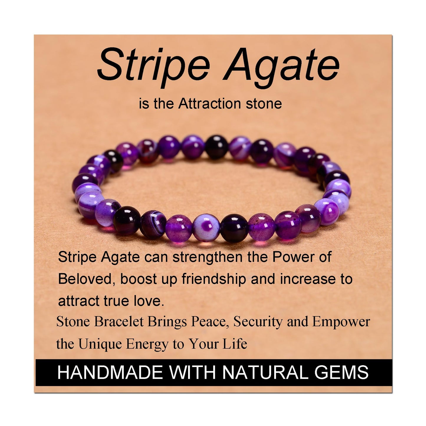 Handmade Yoga Stretch Elastic Bracelet w/ Natural Stone Crystal Healing Power Energy