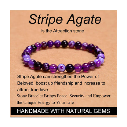 Handmade Yoga Stretch Elastic Bracelet w/ Natural Stone Crystal Healing Power Energy