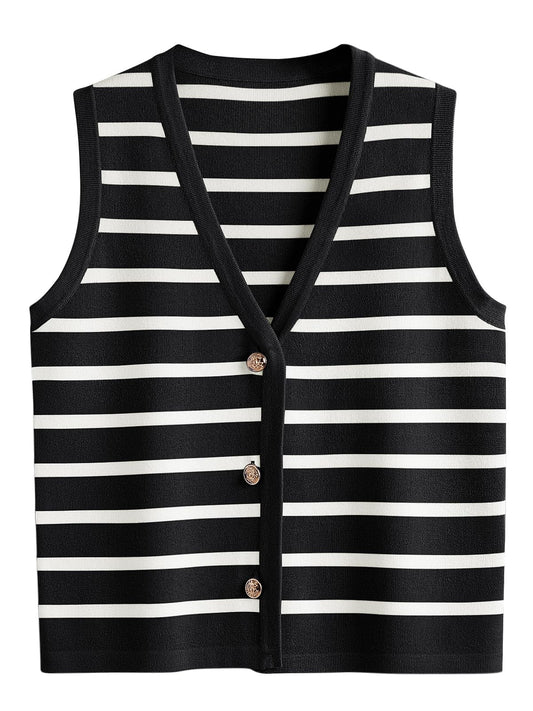 LILLUSORY Summer Vest Tops for Women, Striped Sweater Vests