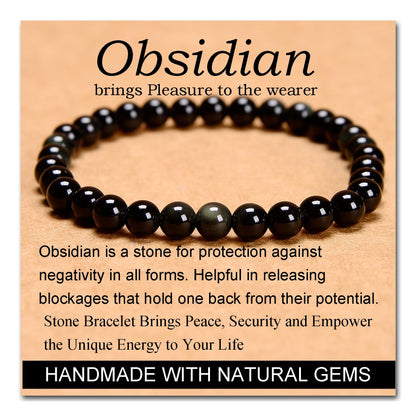 Handmade Yoga Stretch Elastic Bracelet w/ Natural Stone Crystal Healing Power Energy