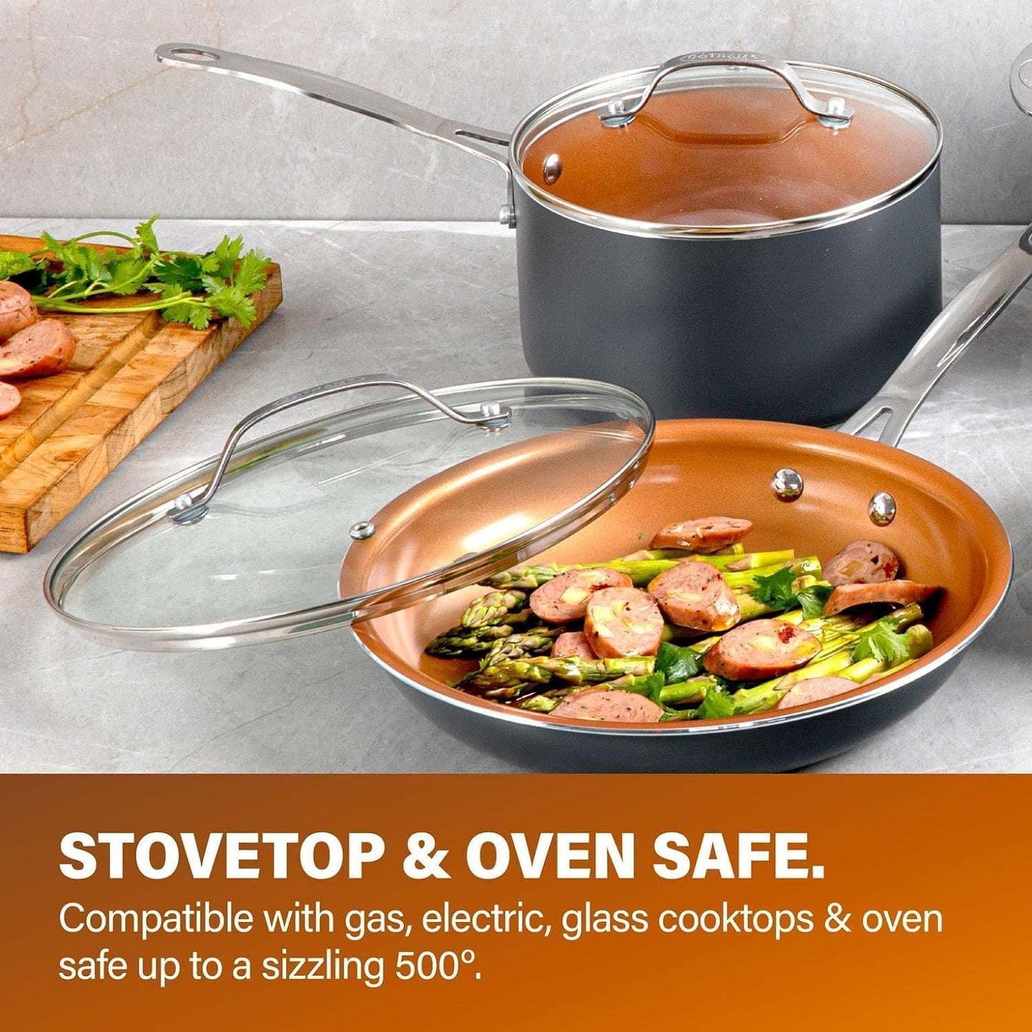Gotham Steel Stackable Pots and Pans- Stackmaster 10 Piece Cookware Set