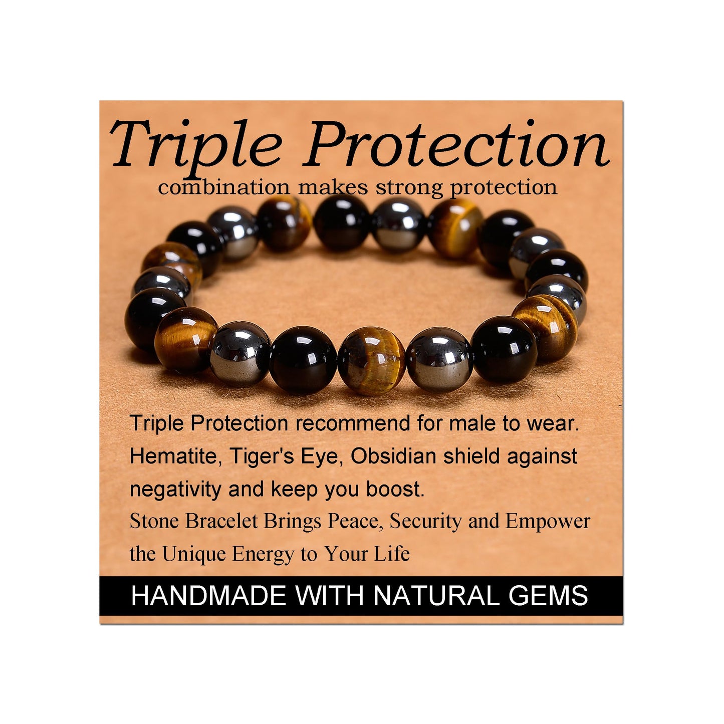 Handmade Yoga Stretch Elastic Bracelet w/ Natural Stone Crystal Healing Power Energy