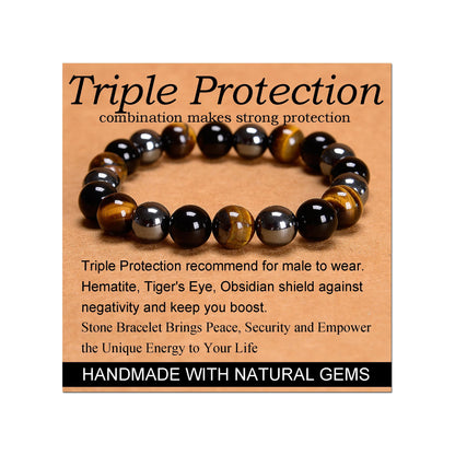 Handmade Yoga Stretch Elastic Bracelet w/ Natural Stone Crystal Healing Power Energy