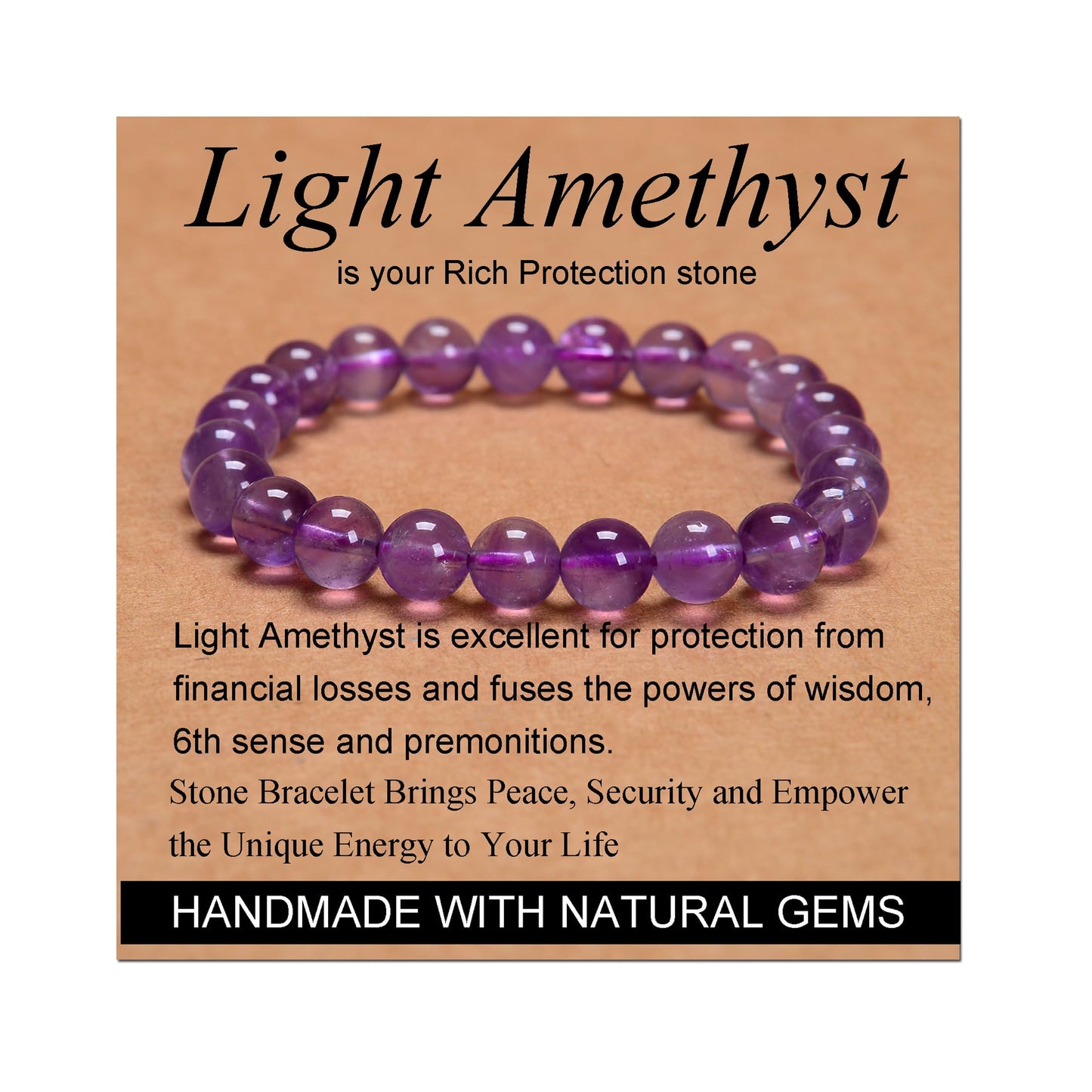 Handmade Yoga Stretch Elastic Bracelet w/ Natural Stone Crystal Healing Power Energy