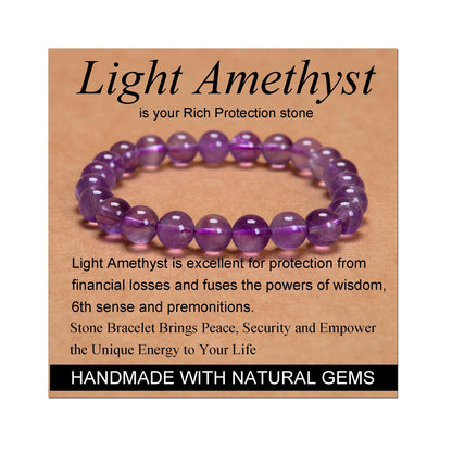 Handmade Yoga Stretch Elastic Bracelet w/ Natural Stone Crystal Healing Power Energy