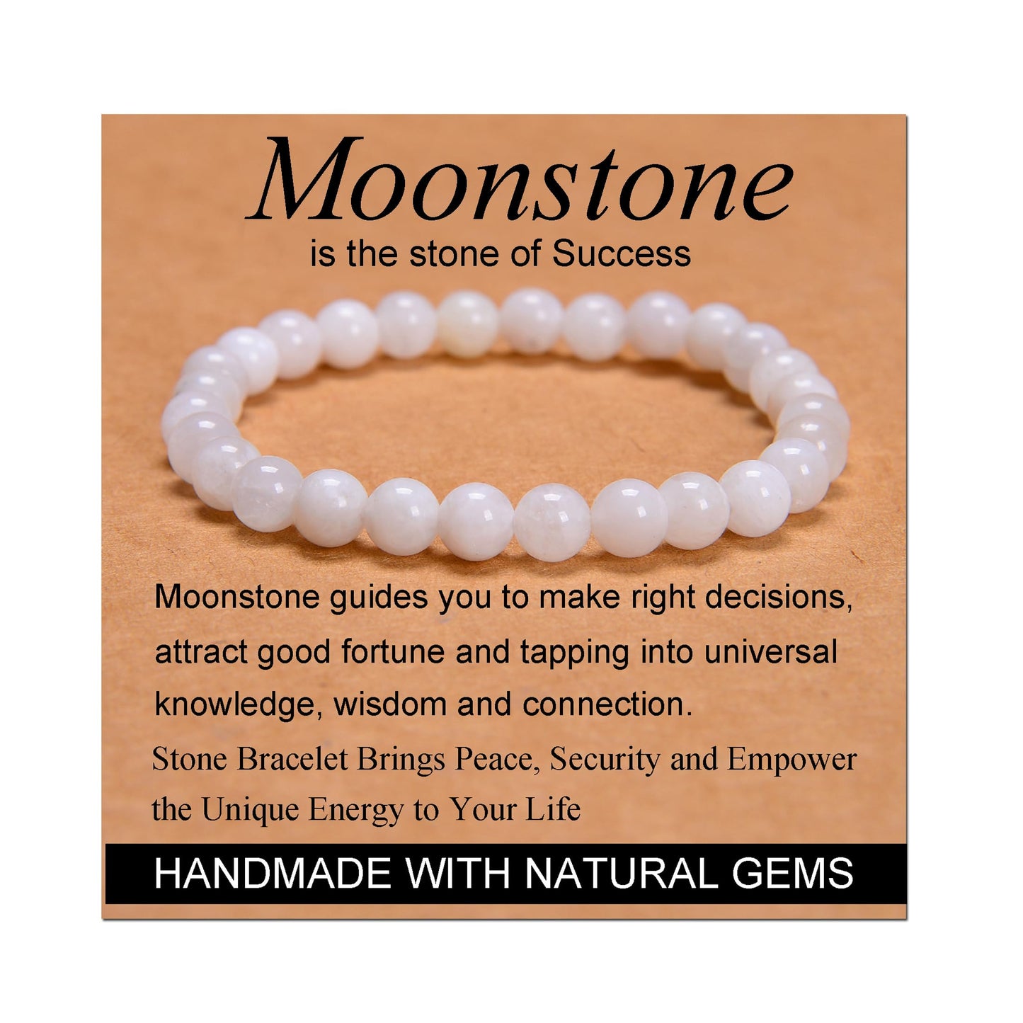 Handmade Yoga Stretch Elastic Bracelet w/ Natural Stone Crystal Healing Power Energy