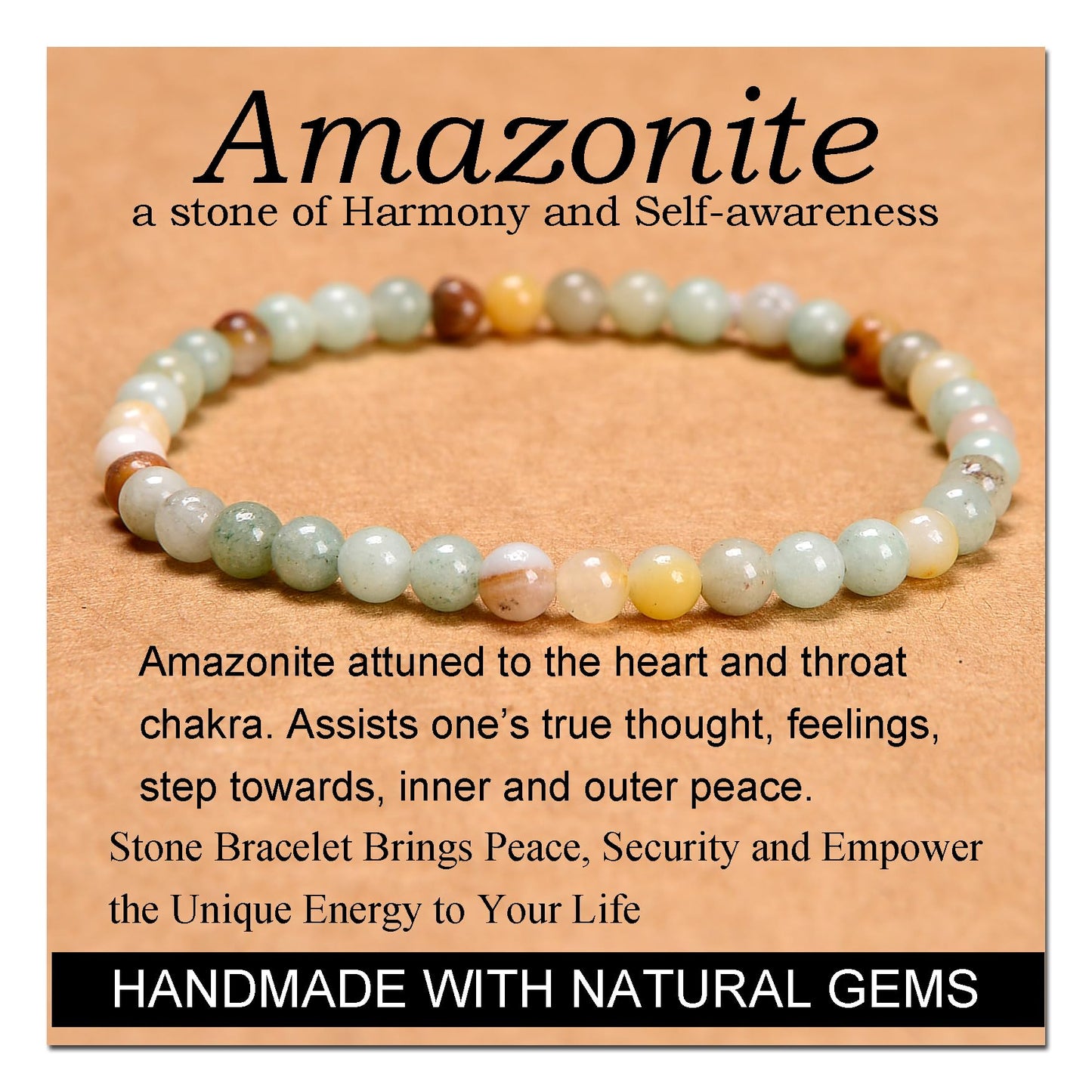Handmade Yoga Stretch Elastic Bracelet w/ Natural Stone Crystal Healing Power Energy