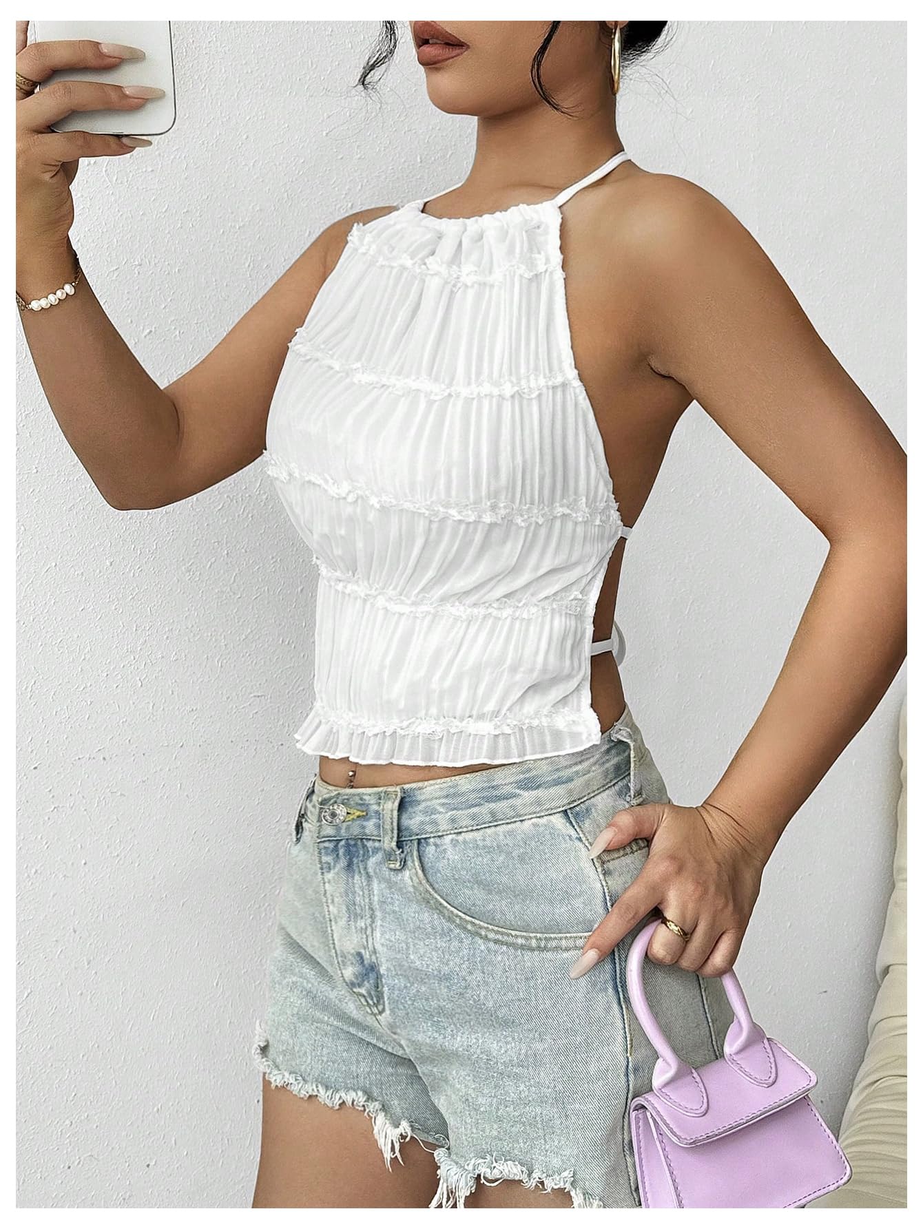 SOLY HUX Open Back Halter Tops for Women