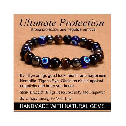 Handmade Yoga Stretch Elastic Bracelet w/ Natural Stone Crystal Healing Power Energy