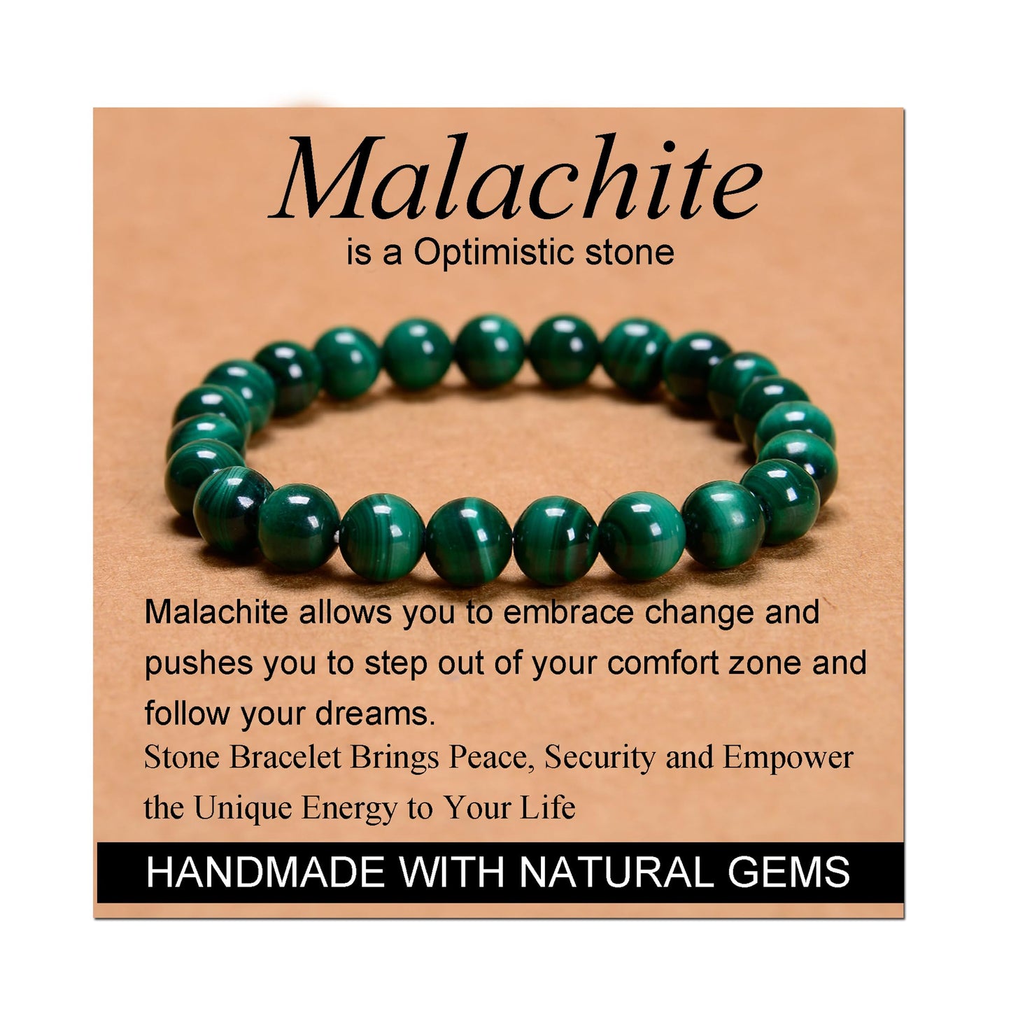 Handmade Yoga Stretch Elastic Bracelet w/ Natural Stone Crystal Healing Power Energy