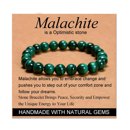 Handmade Yoga Stretch Elastic Bracelet w/ Natural Stone Crystal Healing Power Energy