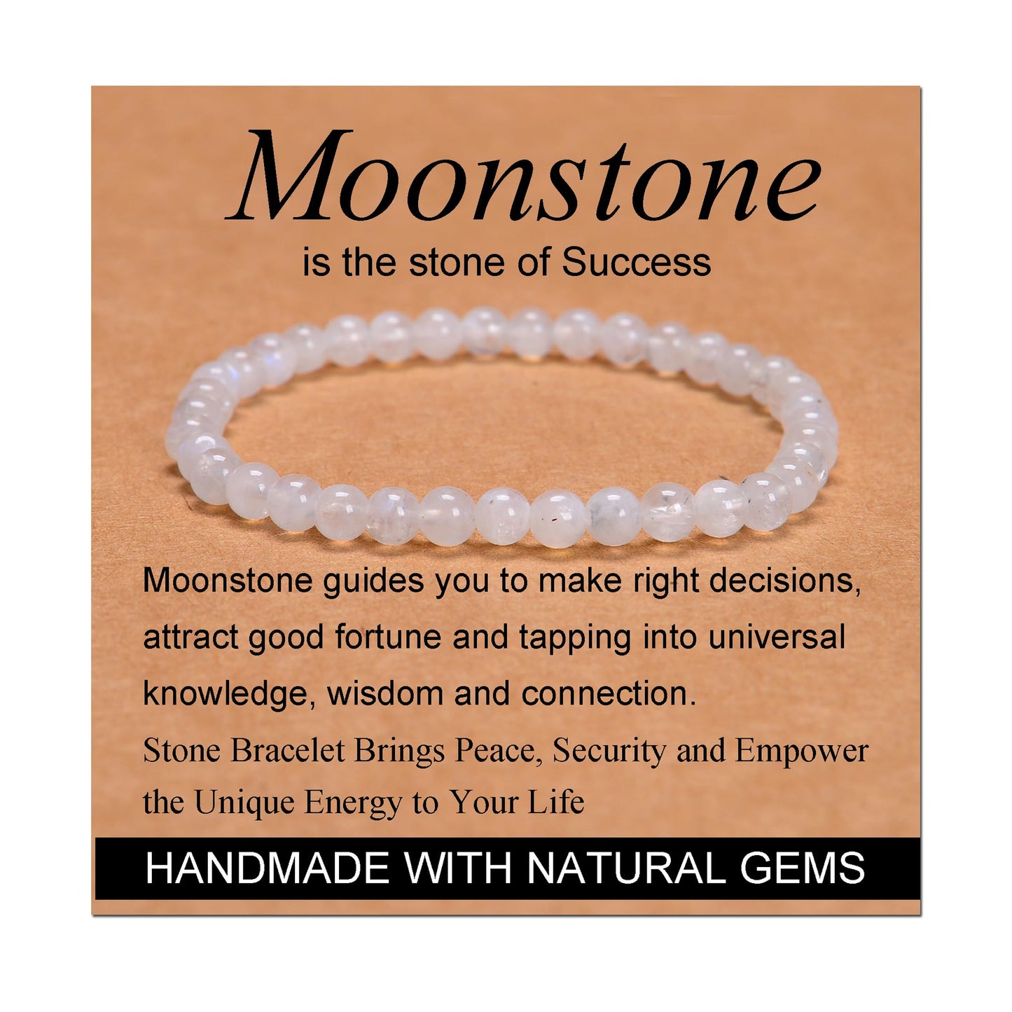 Handmade Yoga Stretch Elastic Bracelet w/ Natural Stone Crystal Healing Power Energy