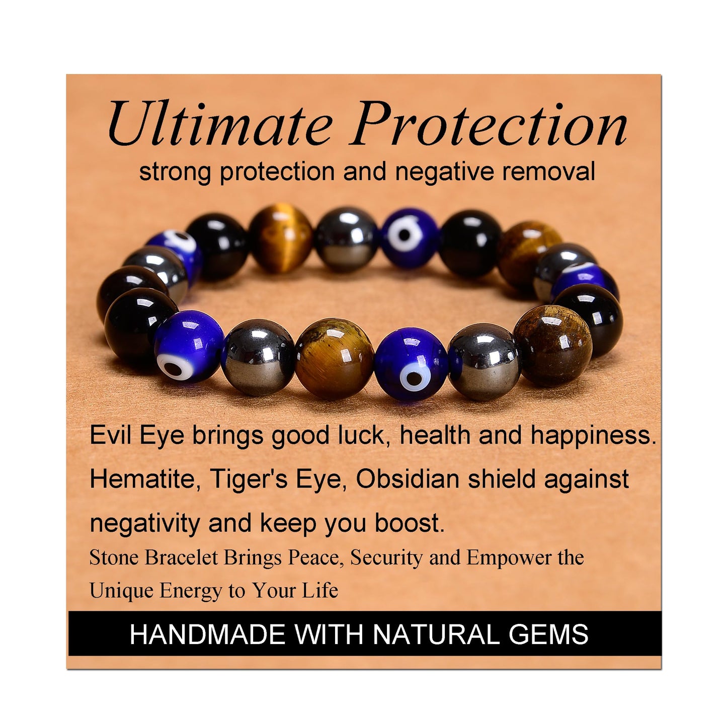 Handmade Yoga Stretch Elastic Bracelet w/ Natural Stone Crystal Healing Power Energy