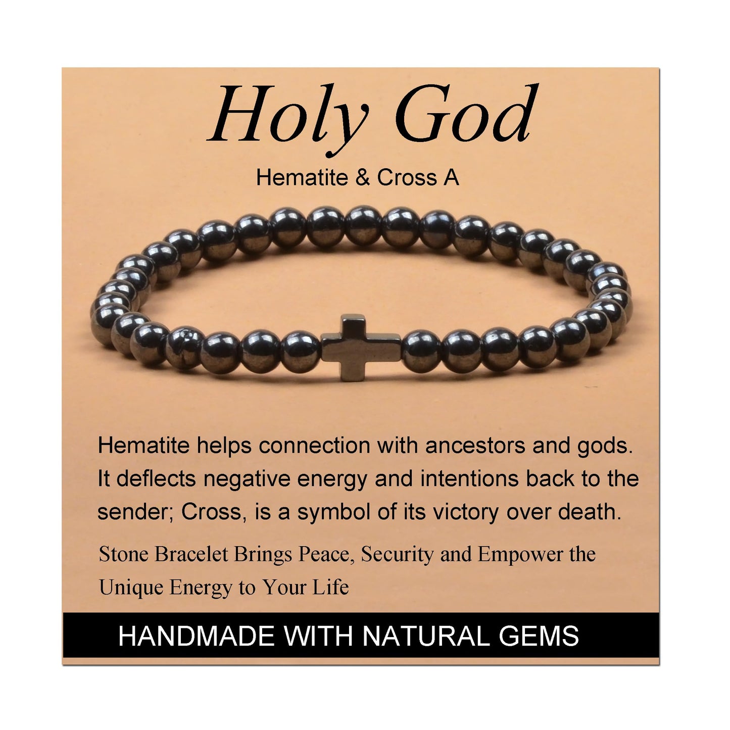 Handmade Yoga Stretch Elastic Bracelet w/ Natural Stone Crystal Healing Power Energy