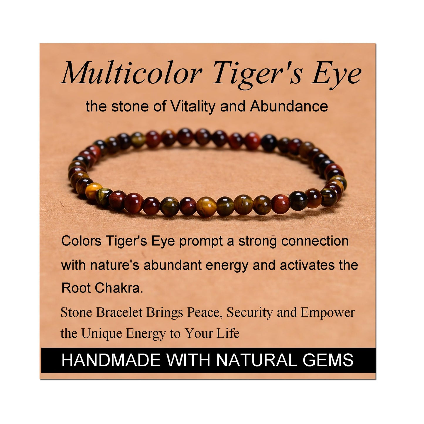 Handmade Yoga Stretch Elastic Bracelet w/ Natural Stone Crystal Healing Power Energy