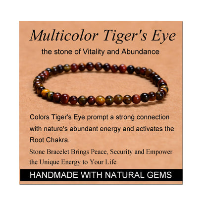 Handmade Yoga Stretch Elastic Bracelet w/ Natural Stone Crystal Healing Power Energy