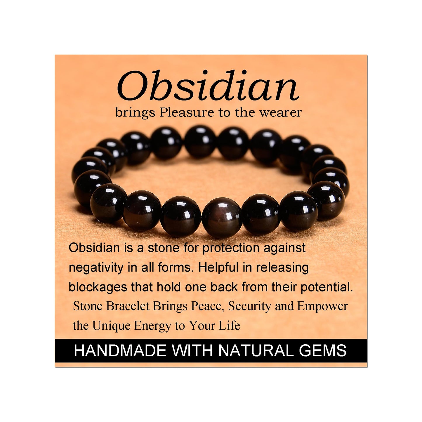 Handmade Yoga Stretch Elastic Bracelet w/ Natural Stone Crystal Healing Power Energy