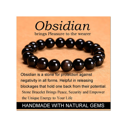 Handmade Yoga Stretch Elastic Bracelet w/ Natural Stone Crystal Healing Power Energy