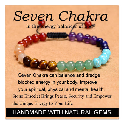 Handmade Yoga Stretch Elastic Bracelet w/ Natural Stone Crystal Healing Power Energy