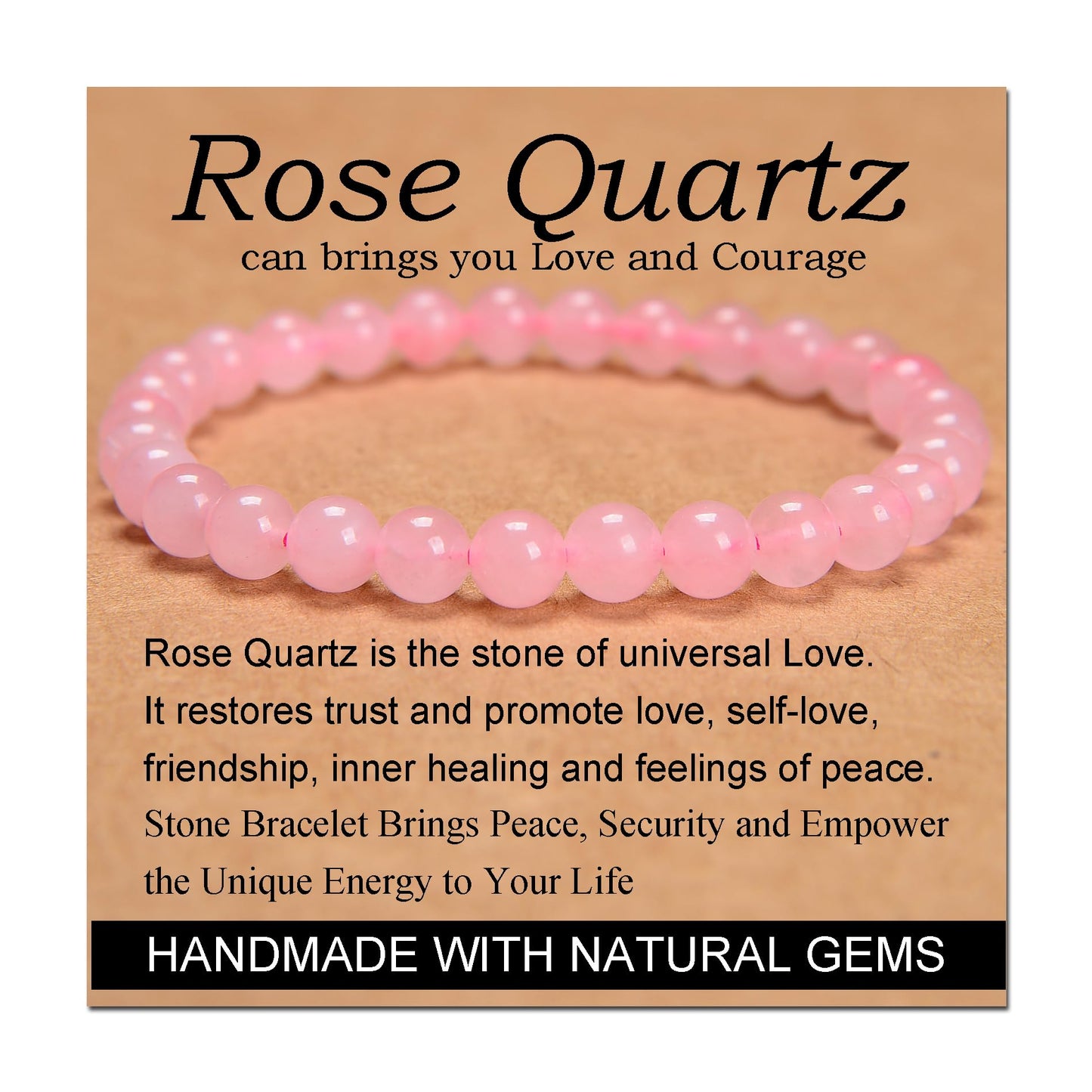 Handmade Yoga Stretch Elastic Bracelet w/ Natural Stone Crystal Healing Power Energy