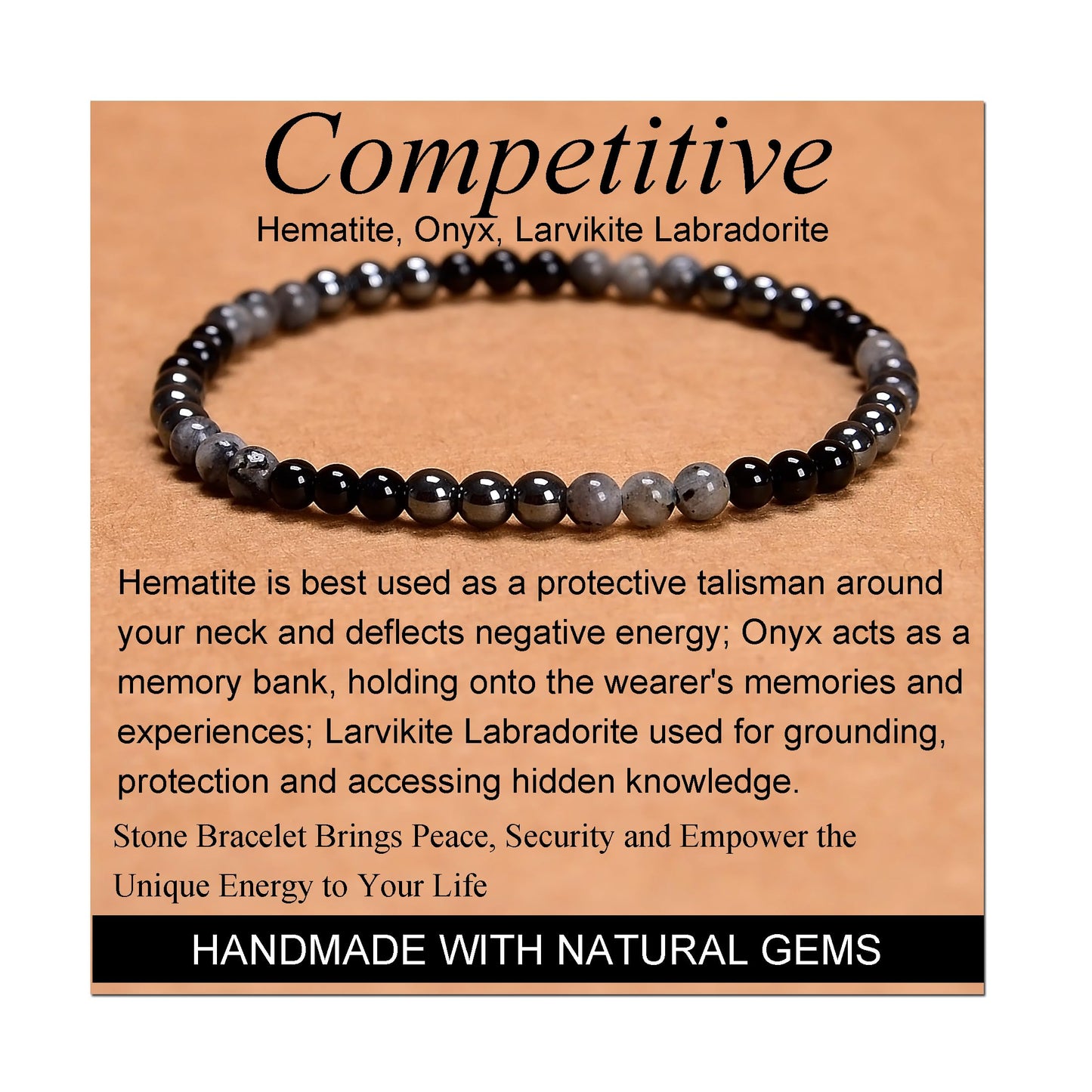 Handmade Yoga Stretch Elastic Bracelet w/ Natural Stone Crystal Healing Power Energy