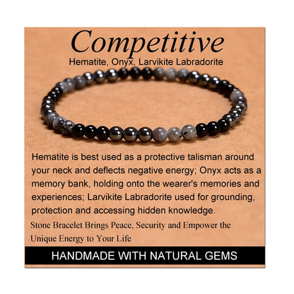 Handmade Yoga Stretch Elastic Bracelet w/ Natural Stone Crystal Healing Power Energy