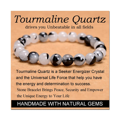 Handmade Yoga Stretch Elastic Bracelet w/ Natural Stone Crystal Healing Power Energy