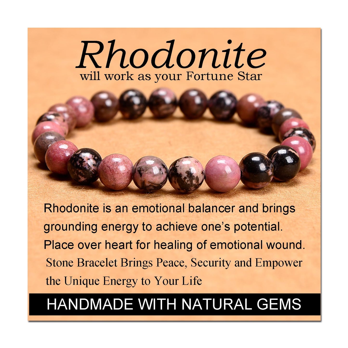 Handmade Yoga Stretch Elastic Bracelet w/ Natural Stone Crystal Healing Power Energy